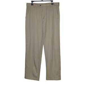 IZOD Golf Pants Men's 36 X 32‎ Khaki Tan Performance Active Casual Flat Front